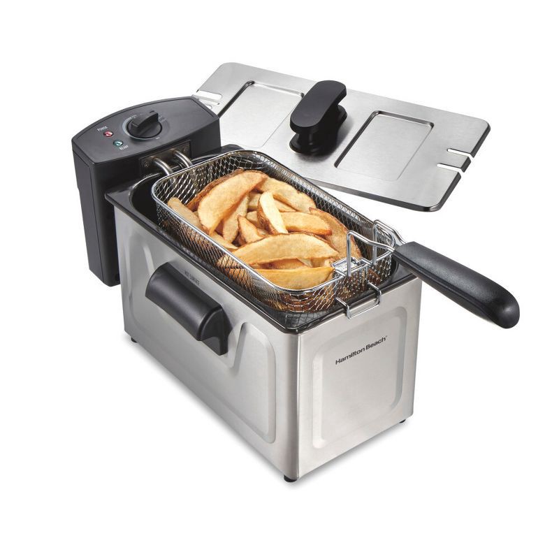 slide 1 of 9, Hamilton Beach 3qt Electric Deep Fryer Black - 35220, 3 qt