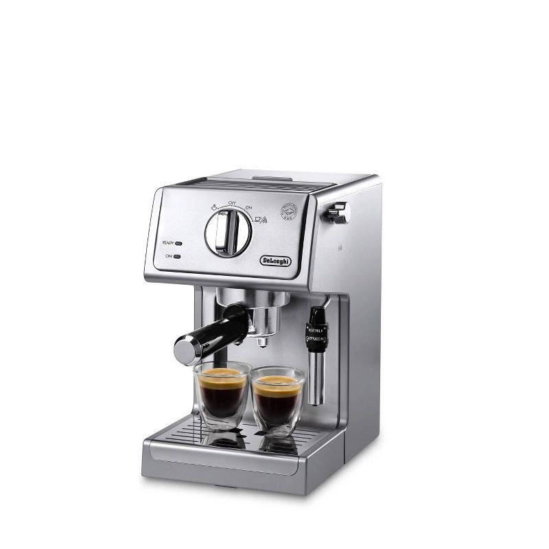 slide 3 of 10, DeLonghi De'Longhi 15 Bar Pump Espresso Machine - ECP3630: Silver, Adjustable Cup Shelf, Milk Frother, Removable Water Reservoir, 1 ct