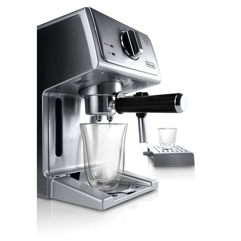 slide 9 of 10, DeLonghi De'Longhi 15 Bar Pump Espresso Machine - ECP3630: Silver, Adjustable Cup Shelf, Milk Frother, Removable Water Reservoir, 1 ct