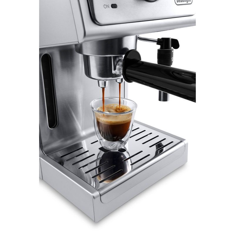 slide 8 of 10, DeLonghi De'Longhi 15 Bar Pump Espresso Machine - ECP3630: Silver, Adjustable Cup Shelf, Milk Frother, Removable Water Reservoir, 1 ct