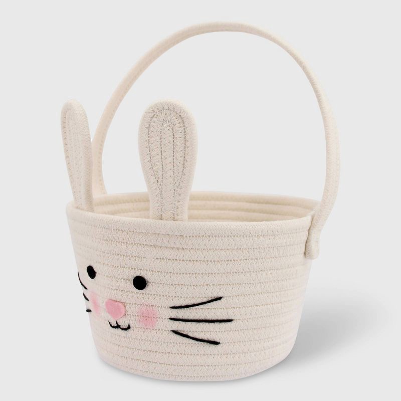 slide 2 of 2, Circular Rope Decorative Easter Basket White Bunny - Spritz™, 1 ct