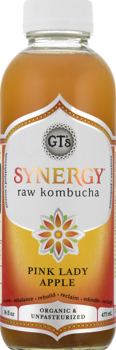 slide 12 of 13, GT's Synergy Raw Pink Lady Apple Kombucha 16 oz, 16 fl oz