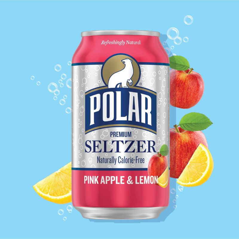 slide 3 of 3, Polar Beverages Polar Pink Apple and Lemon Seltzer Water - 8pk/12 fl oz Cans, 8 ct; 12 fl oz