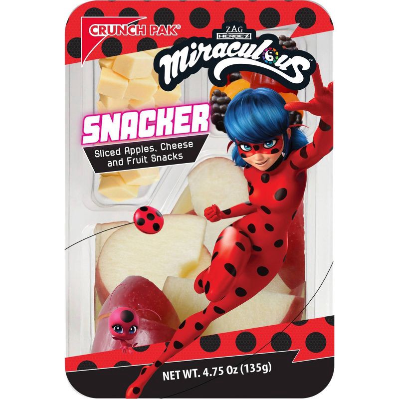 slide 2 of 7, CrunchPak Disney Miraculous Tray with Apples, Cheese & Fruit Chews Snacker - 4.75oz, 4.75 oz