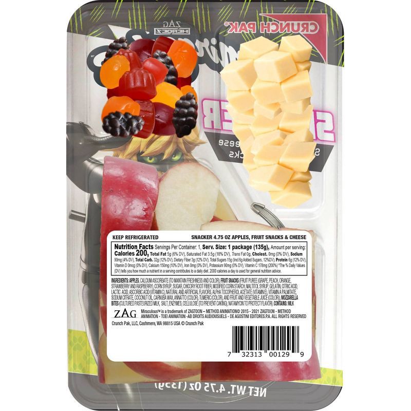 slide 3 of 7, CrunchPak Disney Miraculous Tray with Apples, Cheese & Fruit Chews Snacker - 4.75oz, 4.75 oz