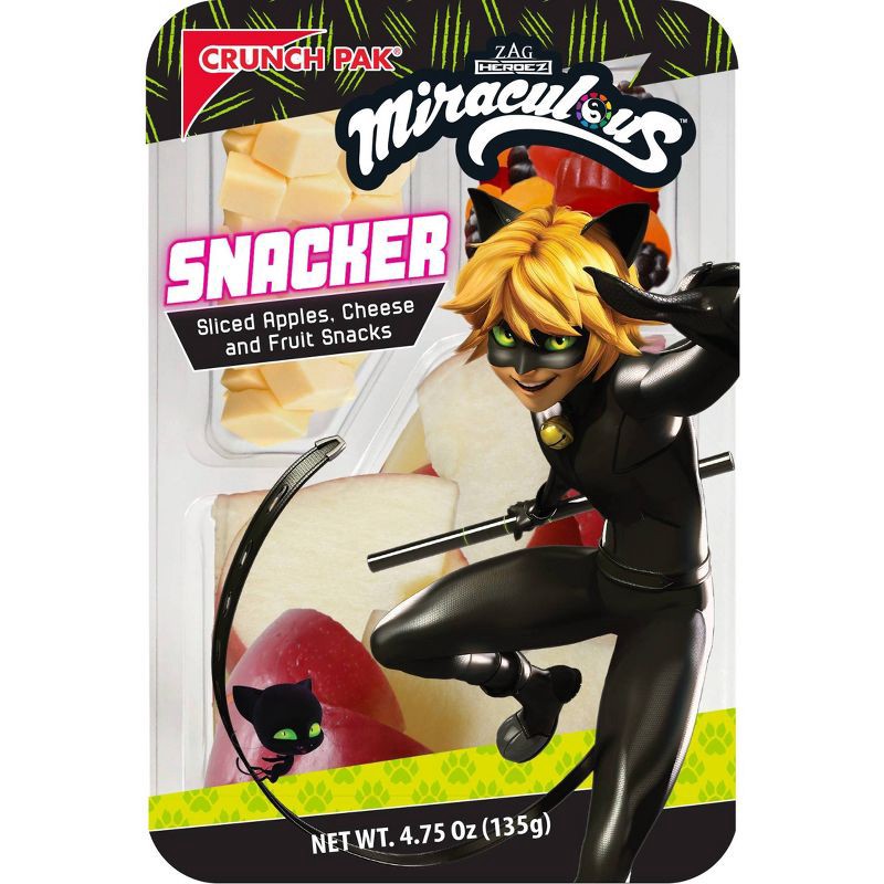 slide 1 of 7, CrunchPak Disney Miraculous Tray with Apples, Cheese & Fruit Chews Snacker - 4.75oz, 4.75 oz