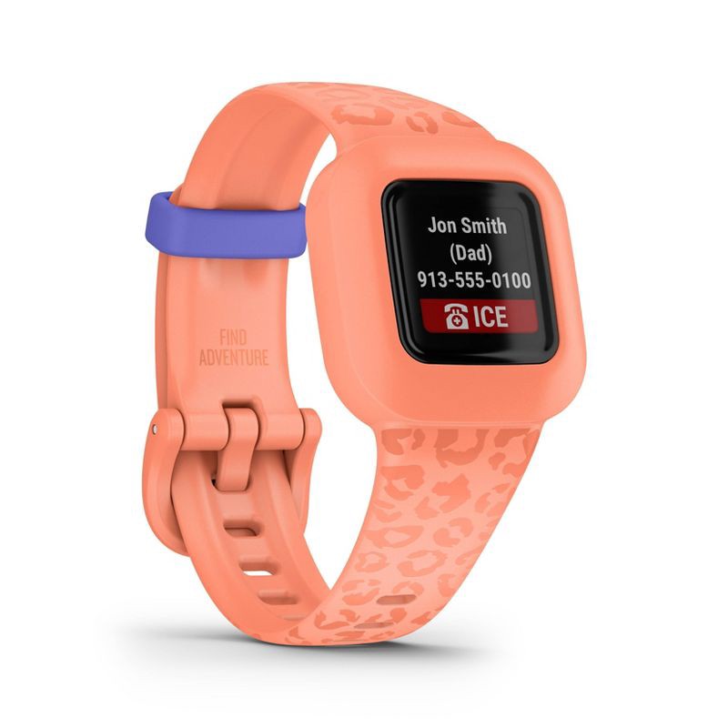 slide 3 of 5, Garmin Vivofit Jr. 3 Kids Fitness Tracker - Peach Leopard, 1 ct