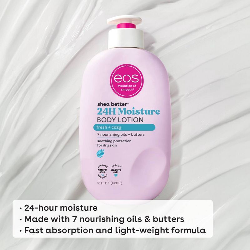 slide 4 of 8, eos Shea Better 24H Moisture Body Lotion - Fresh & Cozy - 16 fl oz, 16 fl oz