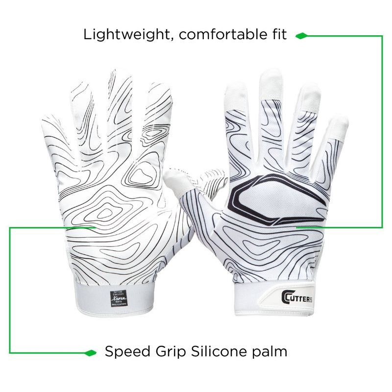 slide 4 of 5, Cutters Game Day Receiver Youth Sports Gloves - White Topo S/M, 1 ct