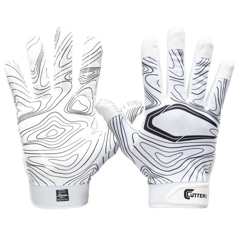 slide 1 of 5, Cutters Game Day Receiver Youth Sports Gloves - White Topo S/M, 1 ct