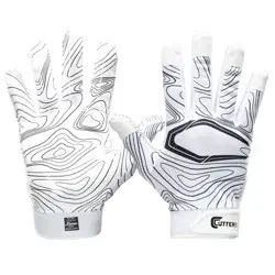 Cutters Game Day Receiver Youth Sports Gloves - White Topo S/M