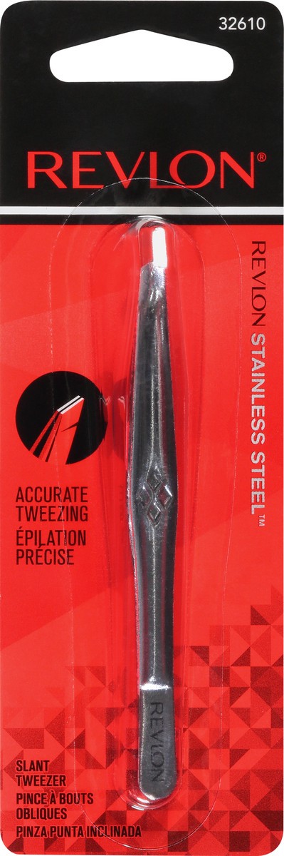 slide 1 of 9, Revlon Stainless Steel Slant Tweezer 1 ea, 1 ct