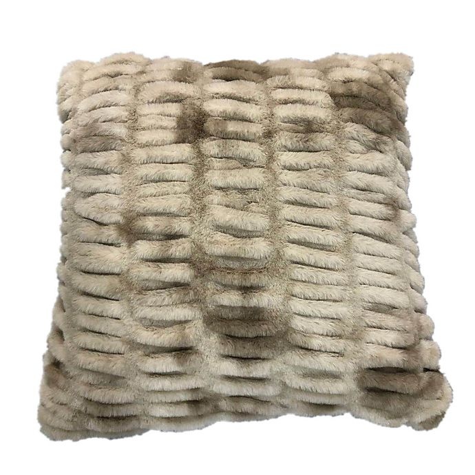 slide 1 of 2, O&O by Olivia & Oliver Saluzzo Ruched Faux Fur Square Throw Pillow - Tan, 1 ct