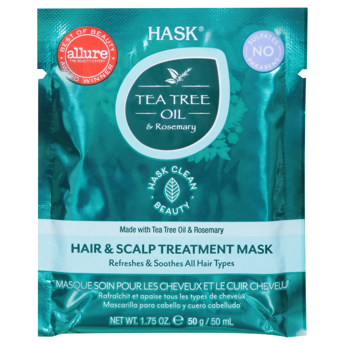 slide 1 of 1, Hask Tea Tree Oil & Rosemary Hair & Scalp Treatment Mask 1.75 oz, 1.75 oz