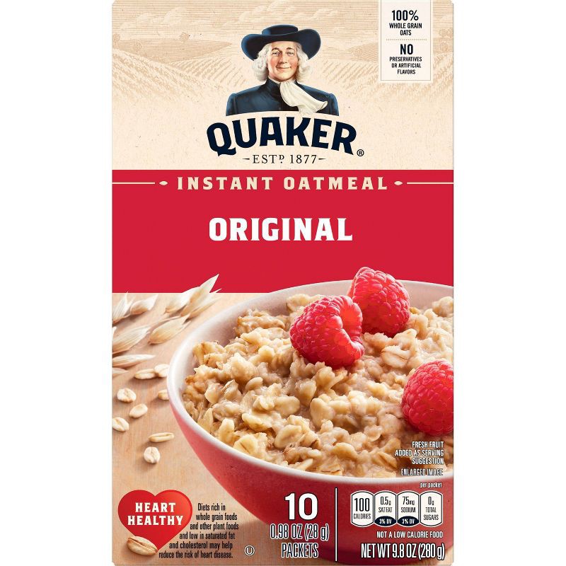 slide 2 of 5, Quaker Instant Oatmeal Original - 10ct/9.8oz, 10 ct, 9.8 oz