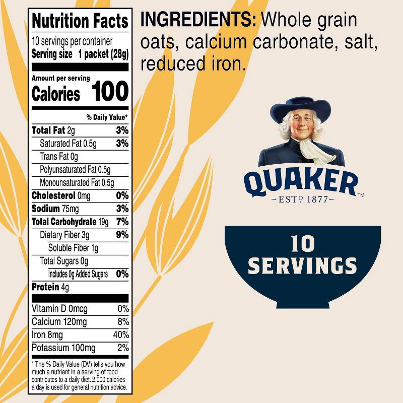 slide 4 of 8, Quaker Instant Oatmeal Original - 10ct/9.8oz, 10 ct, 9.8 oz