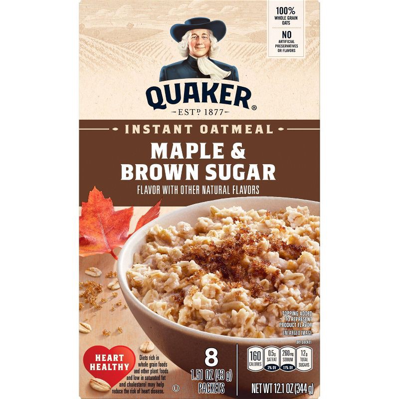 slide 2 of 7, Quaker Instant Oatmeal Maple Brown Sugar 8ct, 8 ct