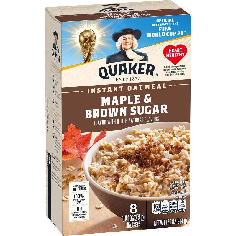 slide 1 of 6, Quaker Instant Oatmeal Maple Brown Sugar 8ct, 8 ct