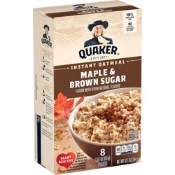 Quaker Instant Oatmeal Maple Brown Sugar 8ct: 100 Percent Whole Grain, No Artificial Sweeteners