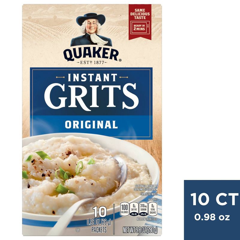 slide 1 of 5, Quaker Instant Grits Plain - 10ct/9.8oz, 10 ct, 9.8 oz