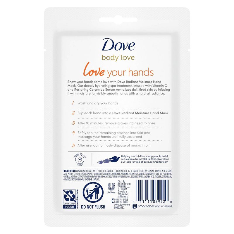 slide 3 of 11, Dove Beauty Love Radiant Moisture Hand Mask - 1 pair, 1 ct