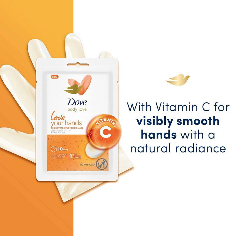 slide 7 of 11, Dove Beauty Love Radiant Moisture Hand Mask - 1 pair, 1 ct