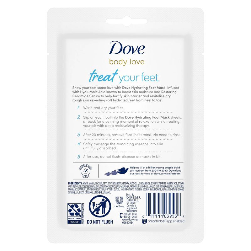 slide 4 of 7, Dove Beauty Love Hydrating Foot Mask - 1 pair, 1 ct