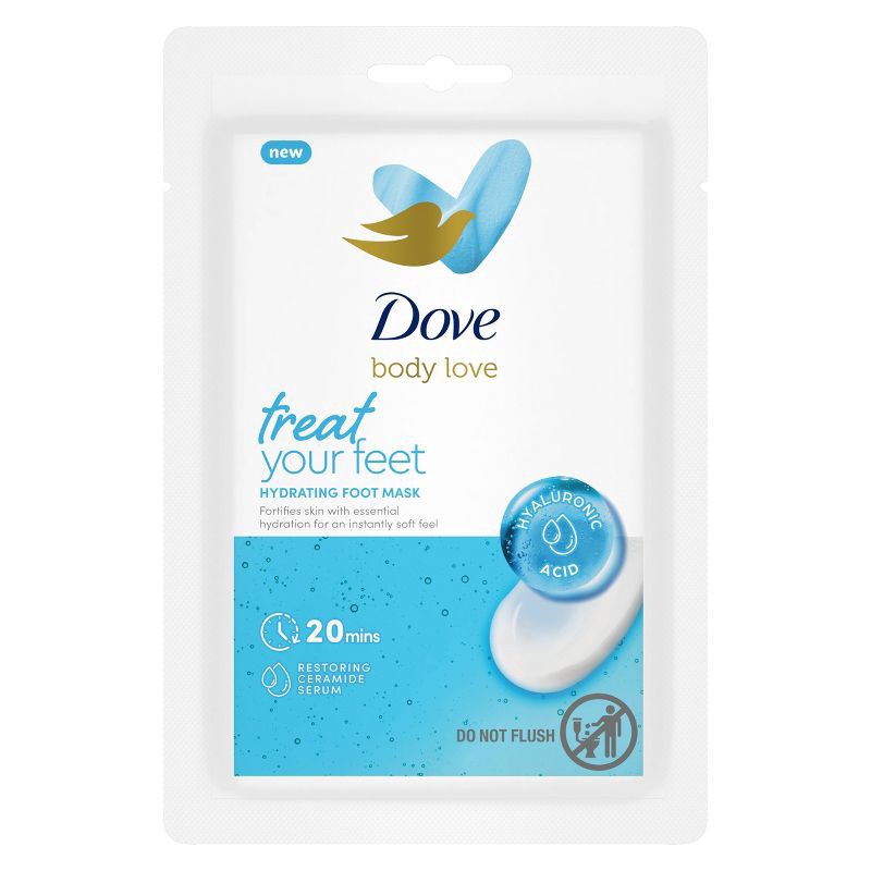 slide 1 of 7, Dove Beauty Love Hydrating Foot Mask - 1 pair, 1 ct