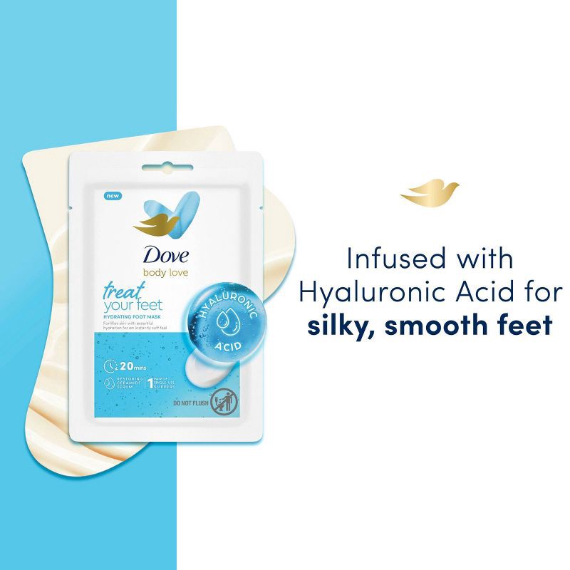 slide 2 of 7, Dove Beauty Love Hydrating Foot Mask - 1 pair, 1 ct