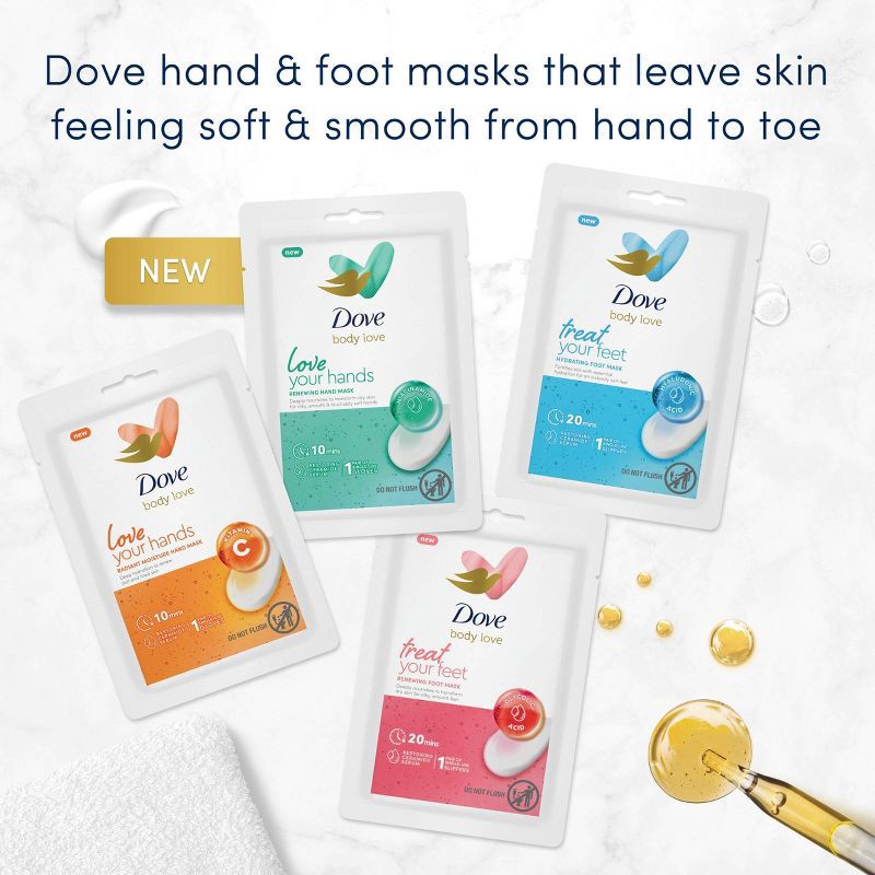 slide 7 of 7, Dove Beauty Love Hydrating Foot Mask - 1 pair, 1 ct