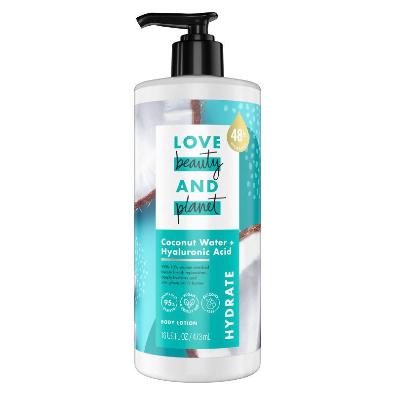 slide 4 of 5, Love Beauty and Planet Hydrate Coconut Water and Hyaluronic Acid Pump Body Lotion - 16 fl oz, 16 fl oz