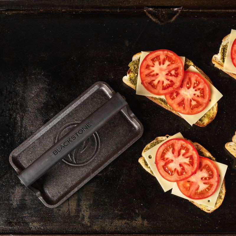 slide 2 of 5, Blackstone Medium Griddle Press with Cast Iron Handle - Black: Heavy-Gauge, Outdoor Cooking Tool, Heat-Resistant, 1 ct