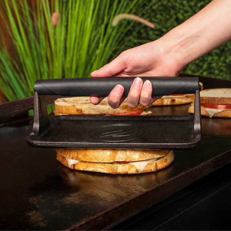 slide 4 of 5, Blackstone Medium Griddle Press with Cast Iron Handle - Black: Heavy-Gauge, Outdoor Cooking Tool, Heat-Resistant, 1 ct