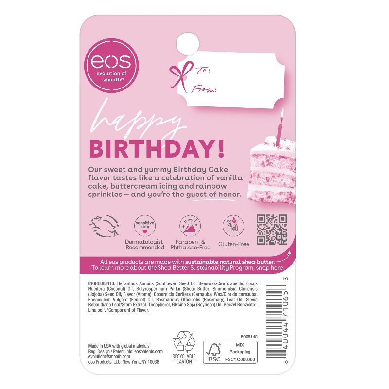 slide 2 of 7, eos Natural Shea Lip Balm - Birthday Cake - 0.28oz/2pk, 0.28 oz, 2 ct