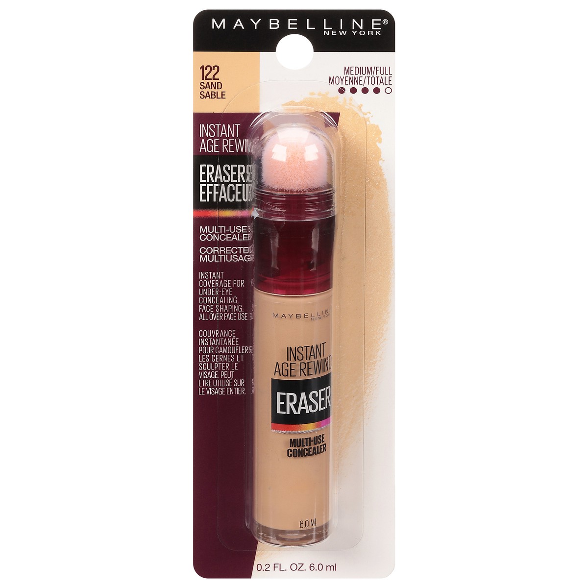 slide 1 of 11, Instant Age Rewind Sand 122 Medium/Full Eraser Multi-Use Concealer 0.2 fl oz, 0.2 fl oz
