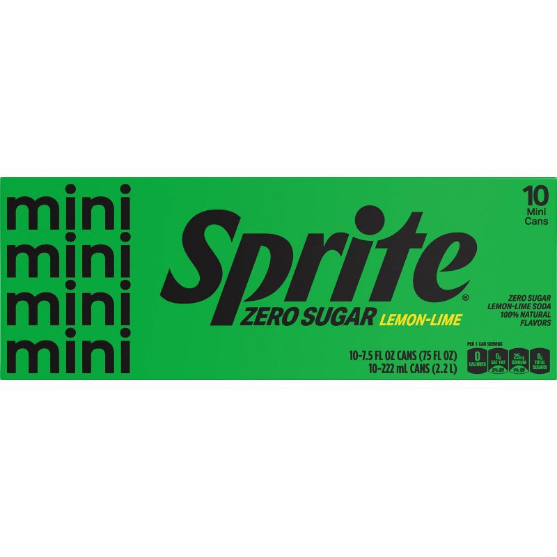 slide 2 of 5, Sprite Zero Sugar Soda - 10pk/7.5 fl oz Mini-Cans, 10 ct; 7.5 fl oz