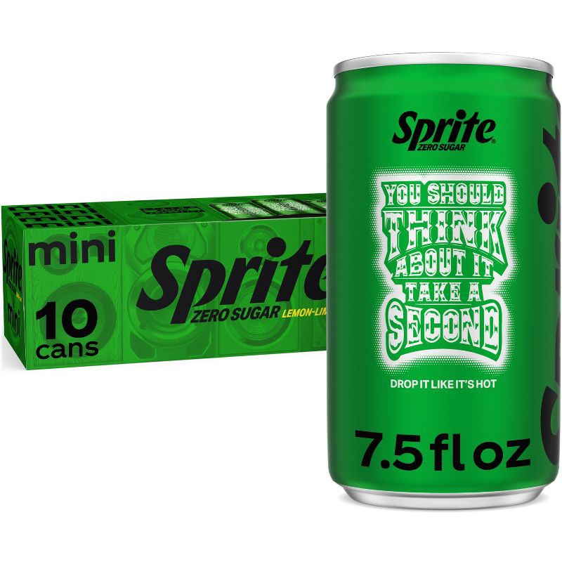 slide 1 of 10, Sprite Zero Sugar Soda - 10pk/7.5 fl oz Mini-Cans, 10 ct; 7.5 fl oz