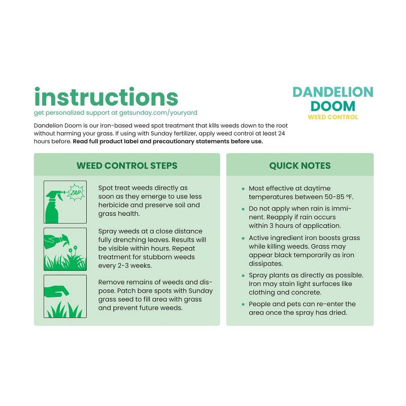 slide 2 of 7, Sunday 32oz Dandelion Doom Herbicide Spot Treatment, 32 oz