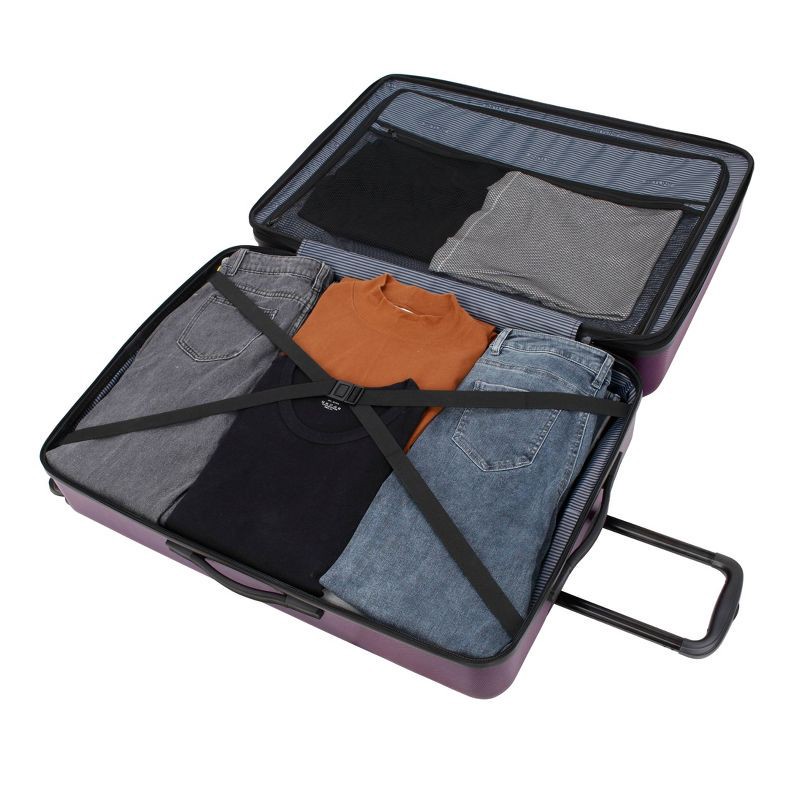slide 8 of 8, Skyline Hardside Large Checked Spinner Suitcase - Dark Purple, 1 ct