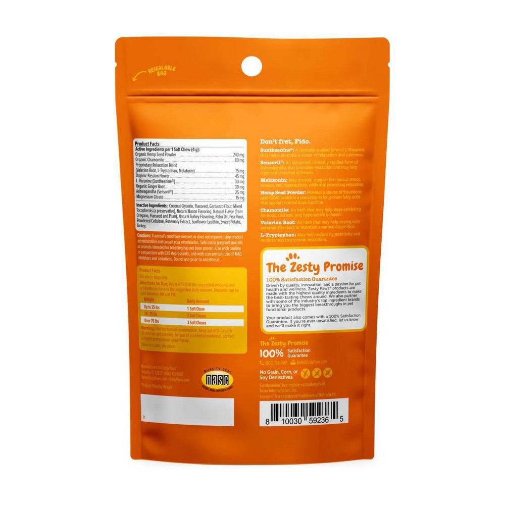 slide 2 of 2, Zesty Paws Advanced Calming Dog Supplement Bites - Turkey - 30ct, 30 ct