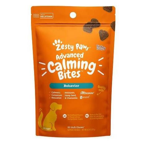 slide 1 of 2, Zesty Paws Advanced Calming Dog Supplement Bites - Turkey - 30ct, 30 ct