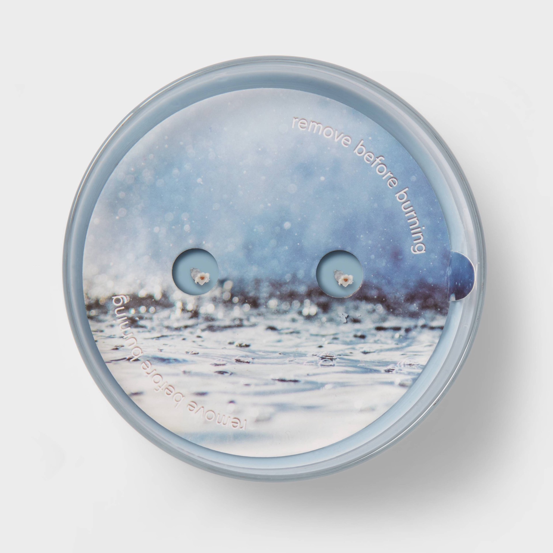 slide 4 of 4, 19oz Glass Jar 2-Wick Ocean Rain Candle Light Blue - Room Essentials, 19 oz