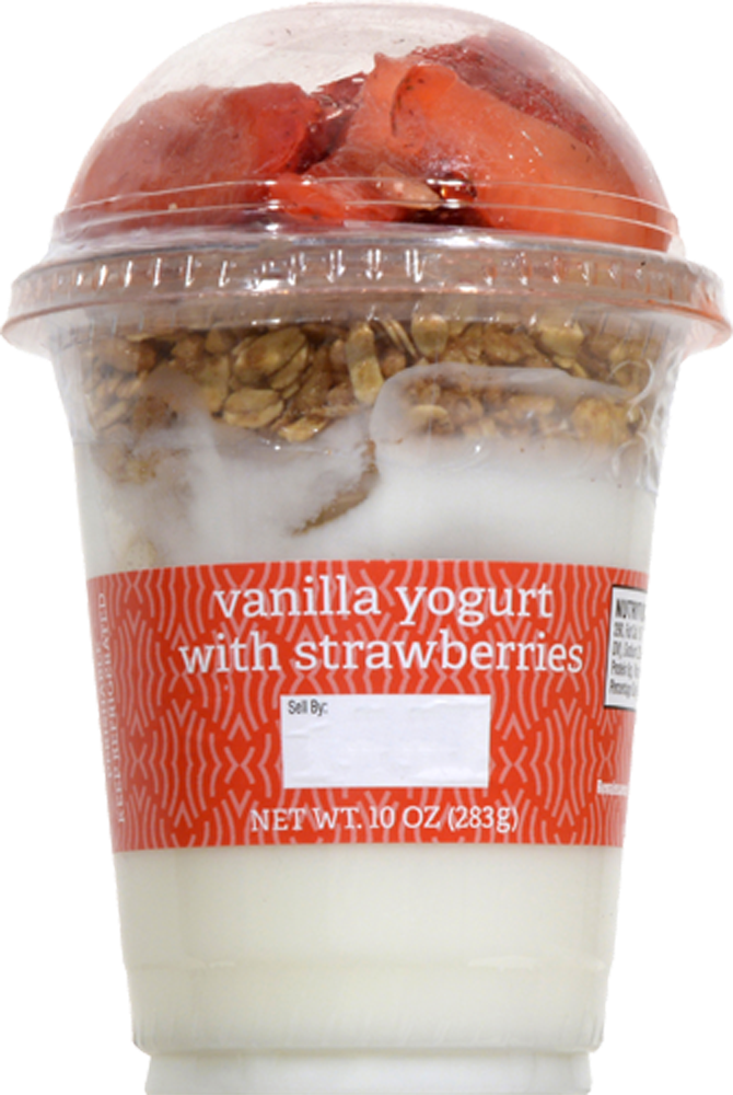slide 1 of 1, Vanilla Yogurt With Strawberries, 10 oz