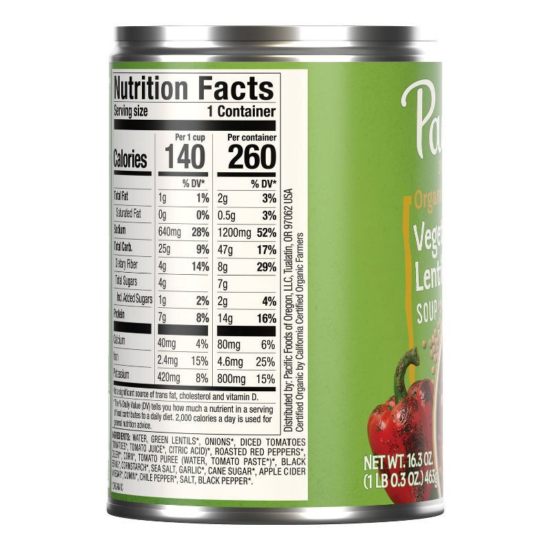 slide 11 of 11, Pacific Foods Organic Plant Based Vegetable Lentil & Roasted Red Pepper Soup - 16.3oz, 16.3 oz