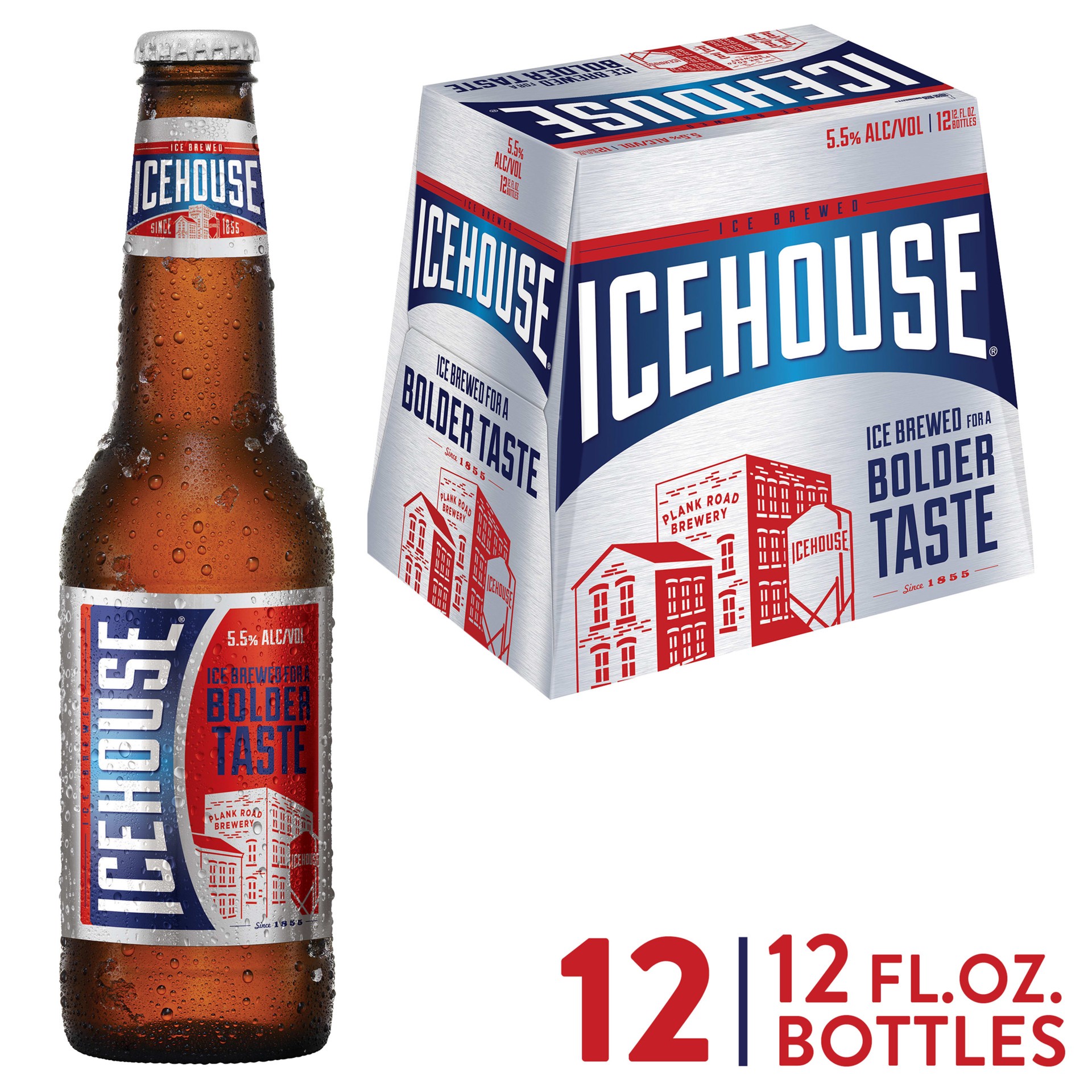 slide 1 of 9, Icehouse Beer, American Lager, 12 Pack, 12 fl. oz. Bottles, 5.5% ABV, 12 fl oz