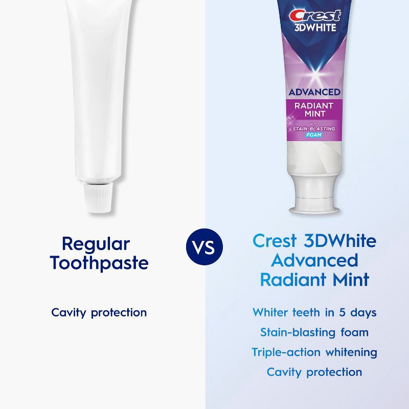 slide 4 of 15, Crest 3D White Advanced Teeth Whitening Toothpaste, Radiant Mint - Trial Size - 2.4oz, 2.4 oz