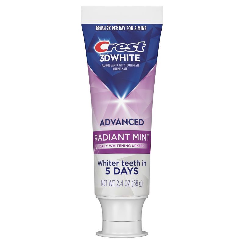 slide 1 of 11, Crest 3D White Advanced Teeth Whitening Toothpaste, Radiant Mint - Trial Size - 2.4oz, 2.4 oz