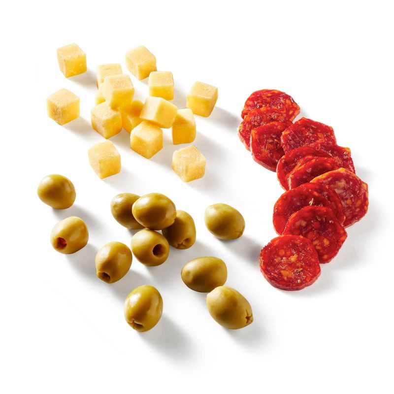 slide 3 of 3, Pepperoni, Gouda Cheese Cubes, Green Olives - 3oz - Good & Gather™, 3 oz
