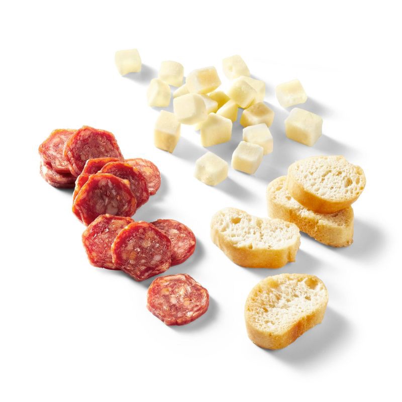 slide 2 of 3, Hot Calabrese, Asiago Cheese Cubes, Crostini Crackers - 2.7oz - Good & Gather™, 2.7 oz