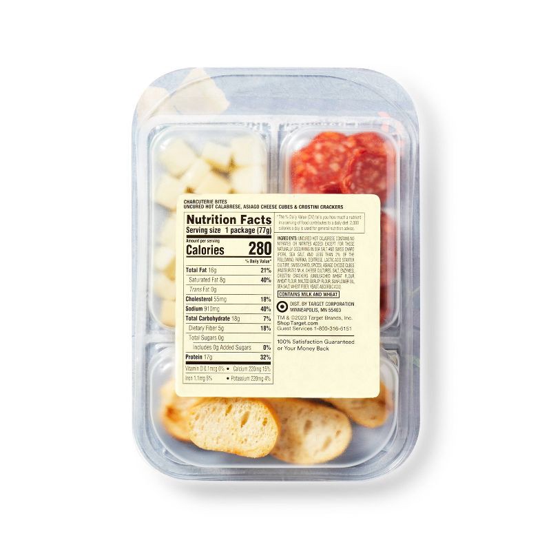 slide 3 of 3, Hot Calabrese, Asiago Cheese Cubes, Crostini Crackers - 2.7oz - Good & Gather™, 2.7 oz